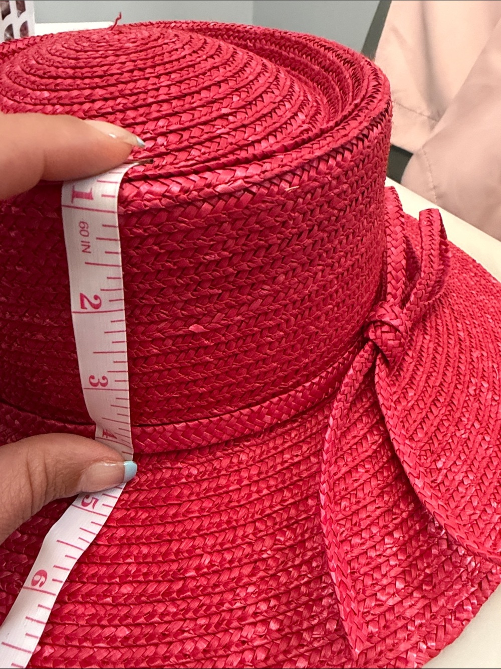 BETMAR Wine Red Braided Straw Hat with Bow Trim - Picture 12 of 14